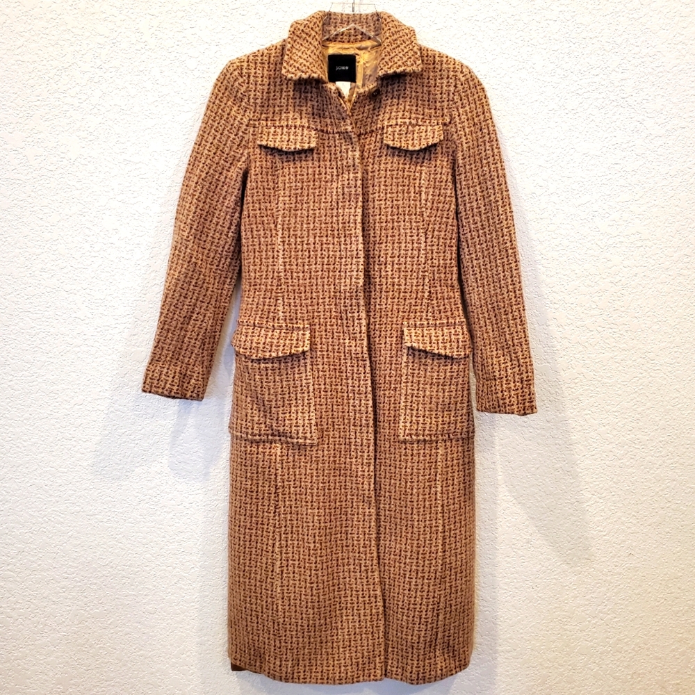 J.Crew Wool Coat Size 4 Brown Tan Burgundy
